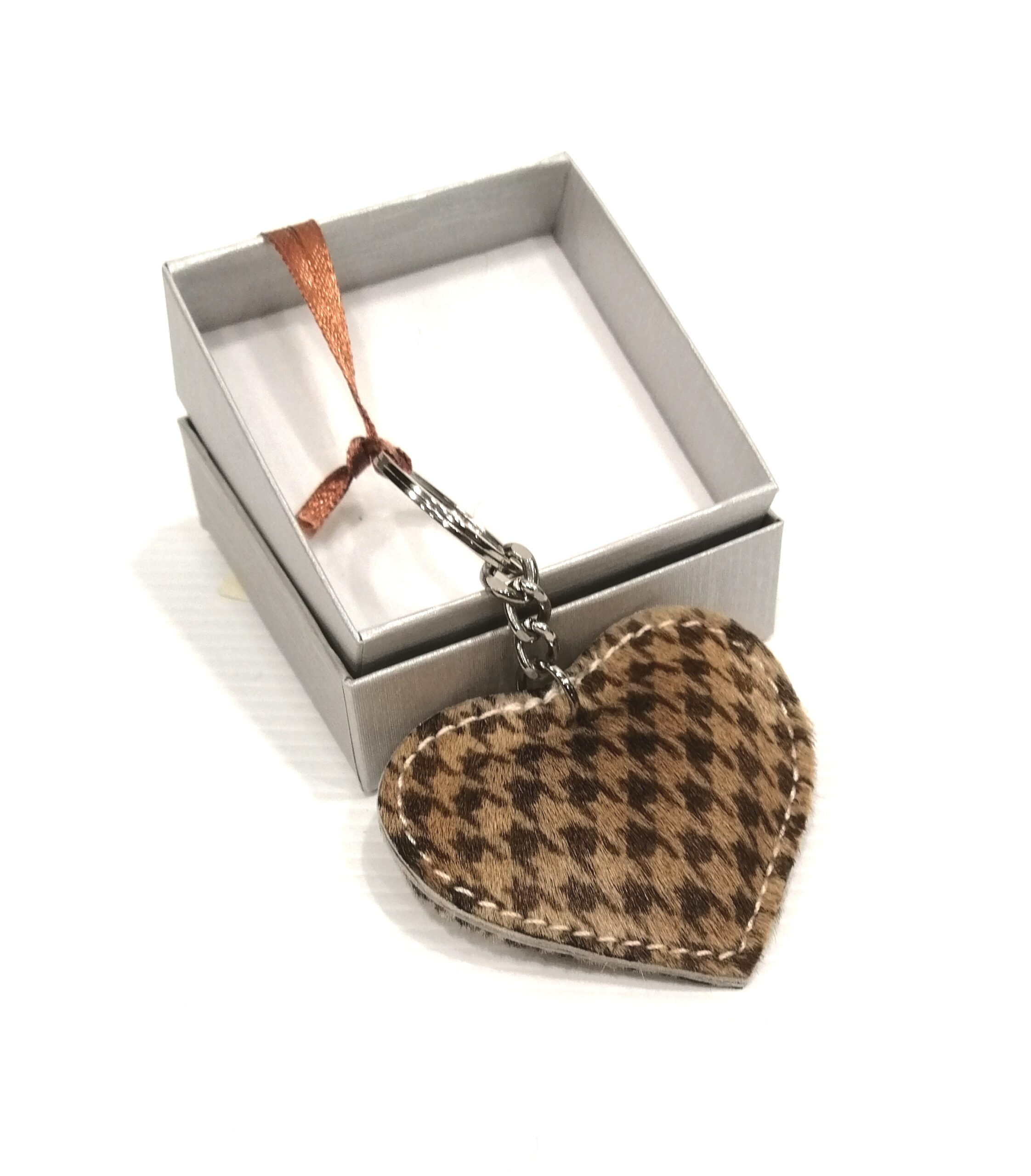 Portachiavi cuore in cavallino pied poule